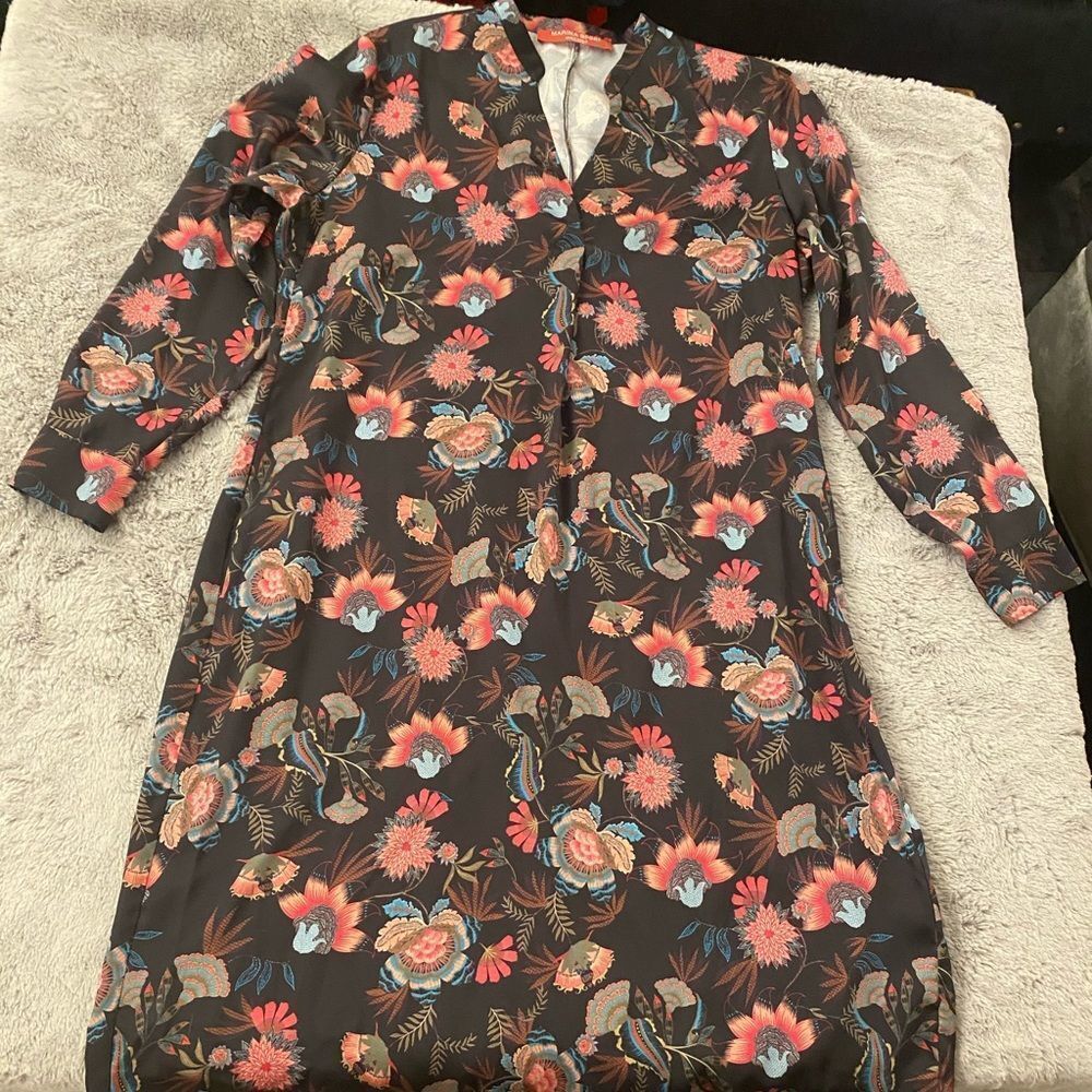 Marina Rinaldi BLACK Floral Print Long-Sleeve Dress